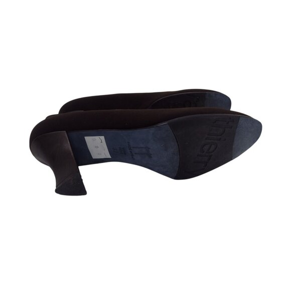 Thierry Rabotin Fabric Leather Chocolate Brown Heels 37 US 6.5 Office Designer - Picture 6 of 8